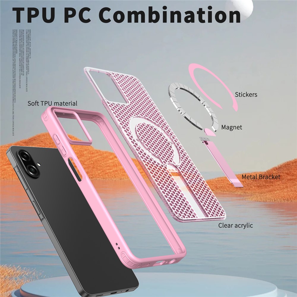 Samsung Galaxy A07 - Magnetic Kickstand Grid Pink - 5