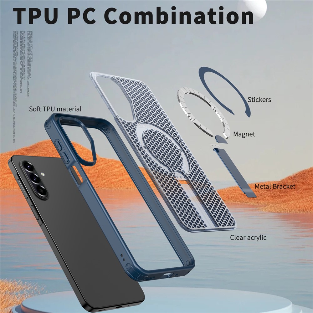 Samsung Galaxy A17 - Magnetic Kickstand Grid Blue - 5