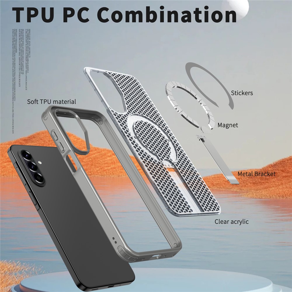 Samsung Galaxy A17 - Magnetic Kickstand Grid Titanium Grey - 5