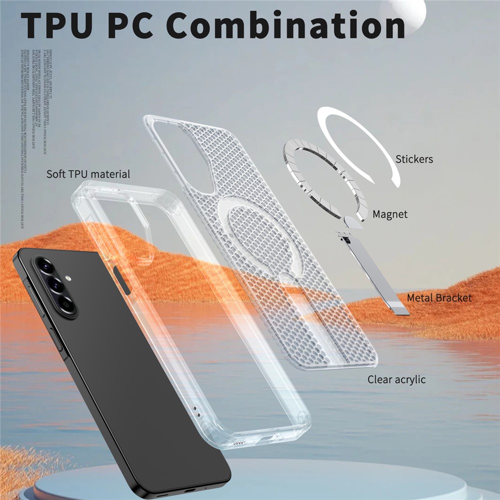 Samsung Galaxy A17 - Magnetic Kickstand Grid Transparent - 5