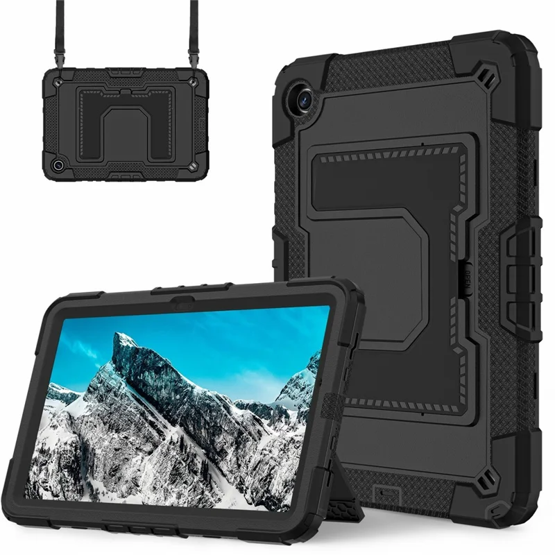 Samsung Galaxy Tab A9/A11 Plus - Shockproof With Handle Strap Black - 2