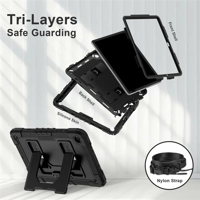 Samsung Galaxy Tab A9/A11 Plus - Shockproof With Handle Strap Black - 3