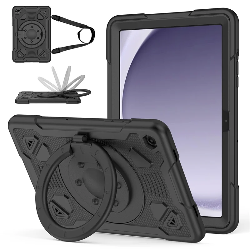 Samsung Galaxy Tab A9/A11 - Shockproof With Handle Strap Black - 2