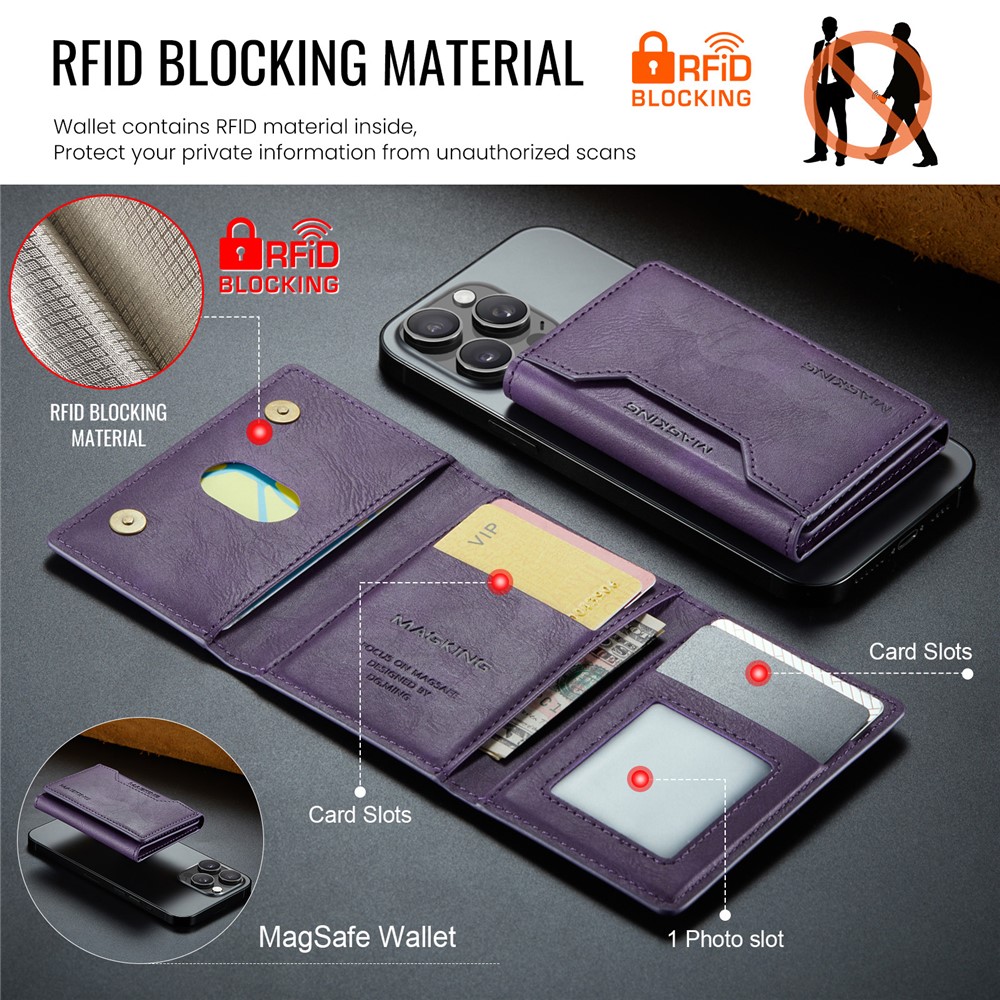 Wallet Bag - RFID Magnetic MagSafe Holder Purple - 6