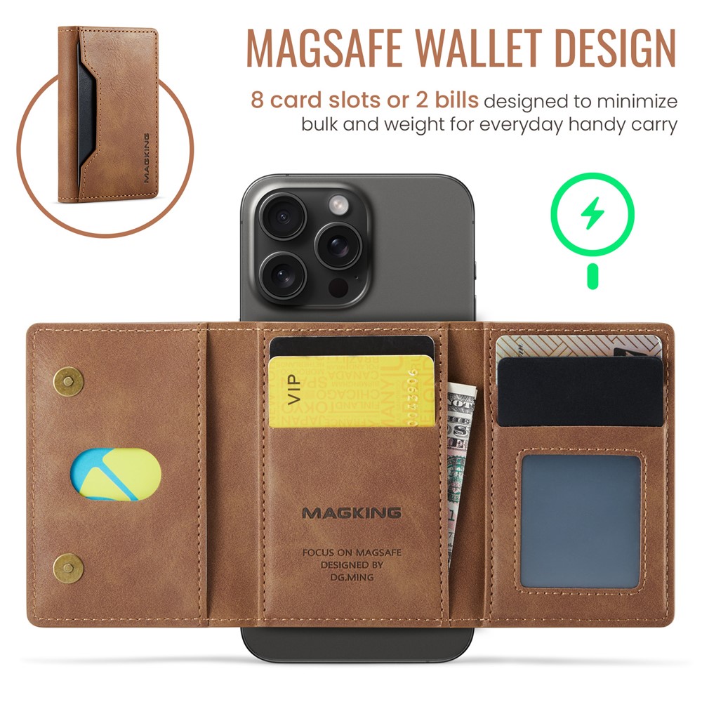 Wallet Bag - RFID Magnetic MagSafe Holder Brown - 3