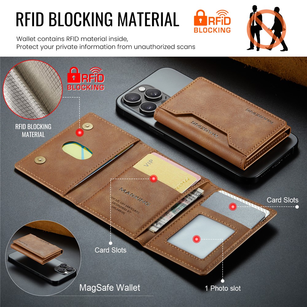 Wallet Bag - RFID Magnetic MagSafe Holder Brown - 5