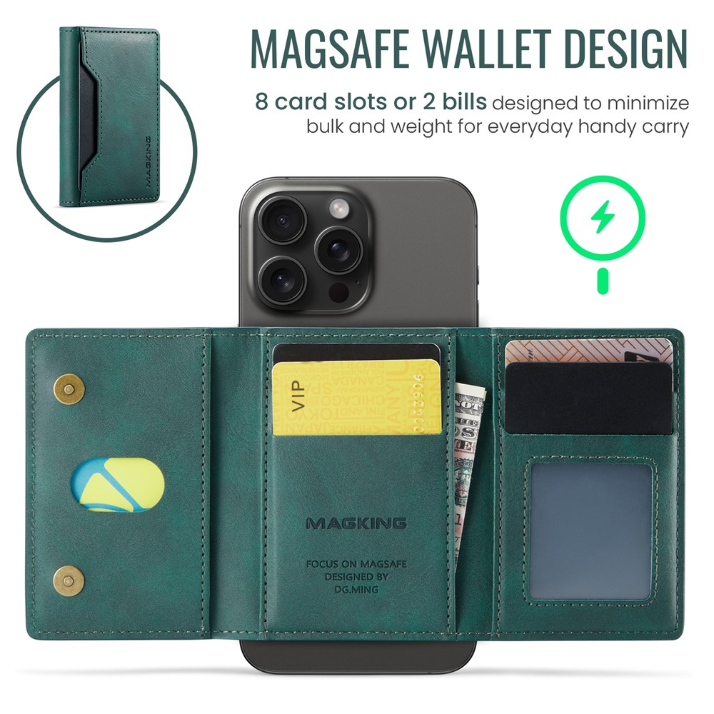 Wallet Bag - RFID Magnetic MagSafe Holder Green - 4