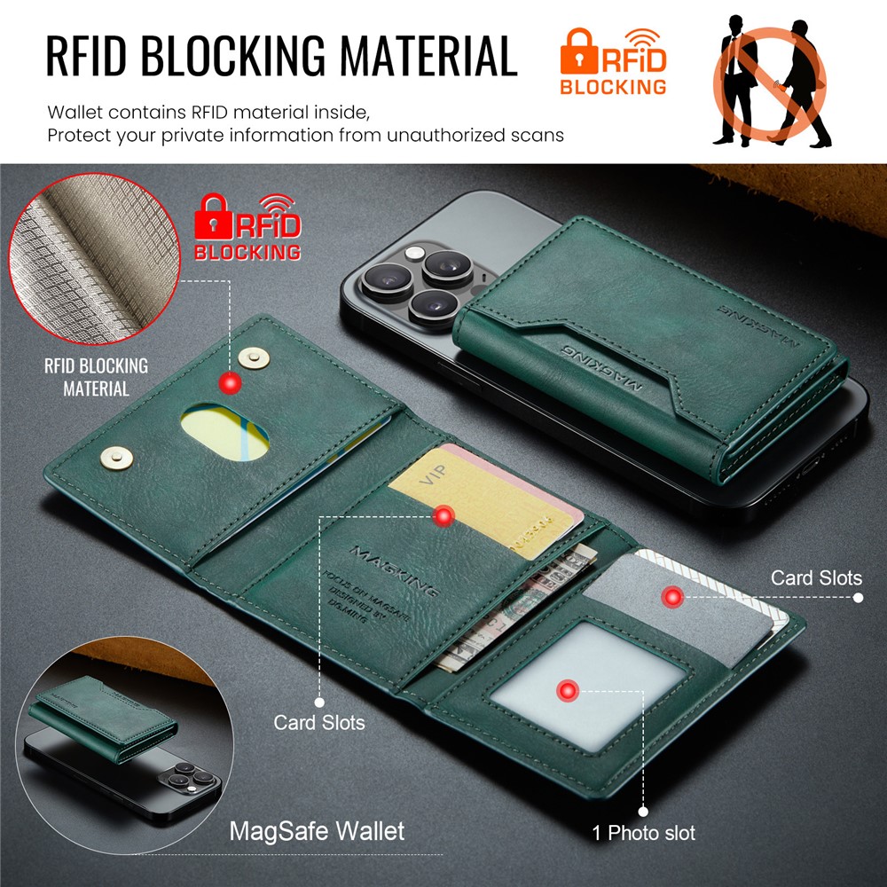 Wallet Bag - RFID Magnetic MagSafe Holder Green - 6