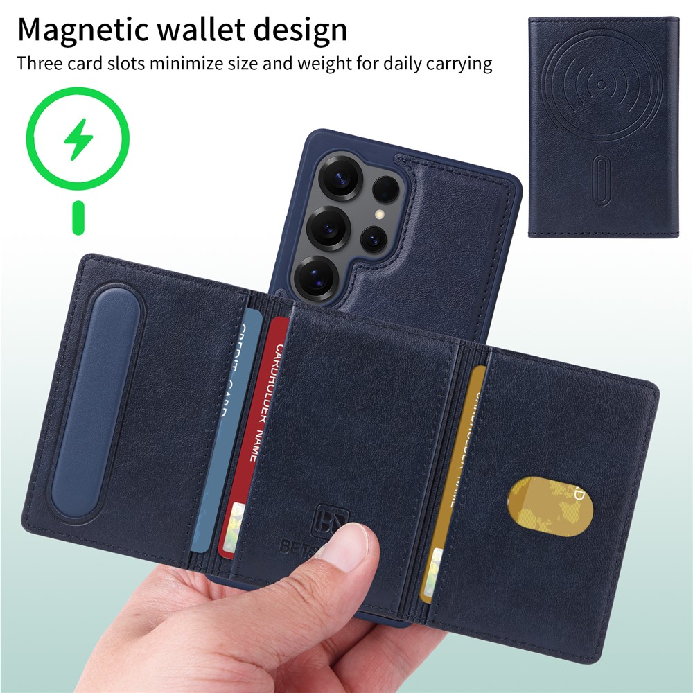 Samsung Galaxy S25 Ultra - BETOPNICE Case Leather With Wallet Blue - 5